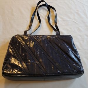 Vintage Women's Blue Genuine Eel Skin Handbag Purse